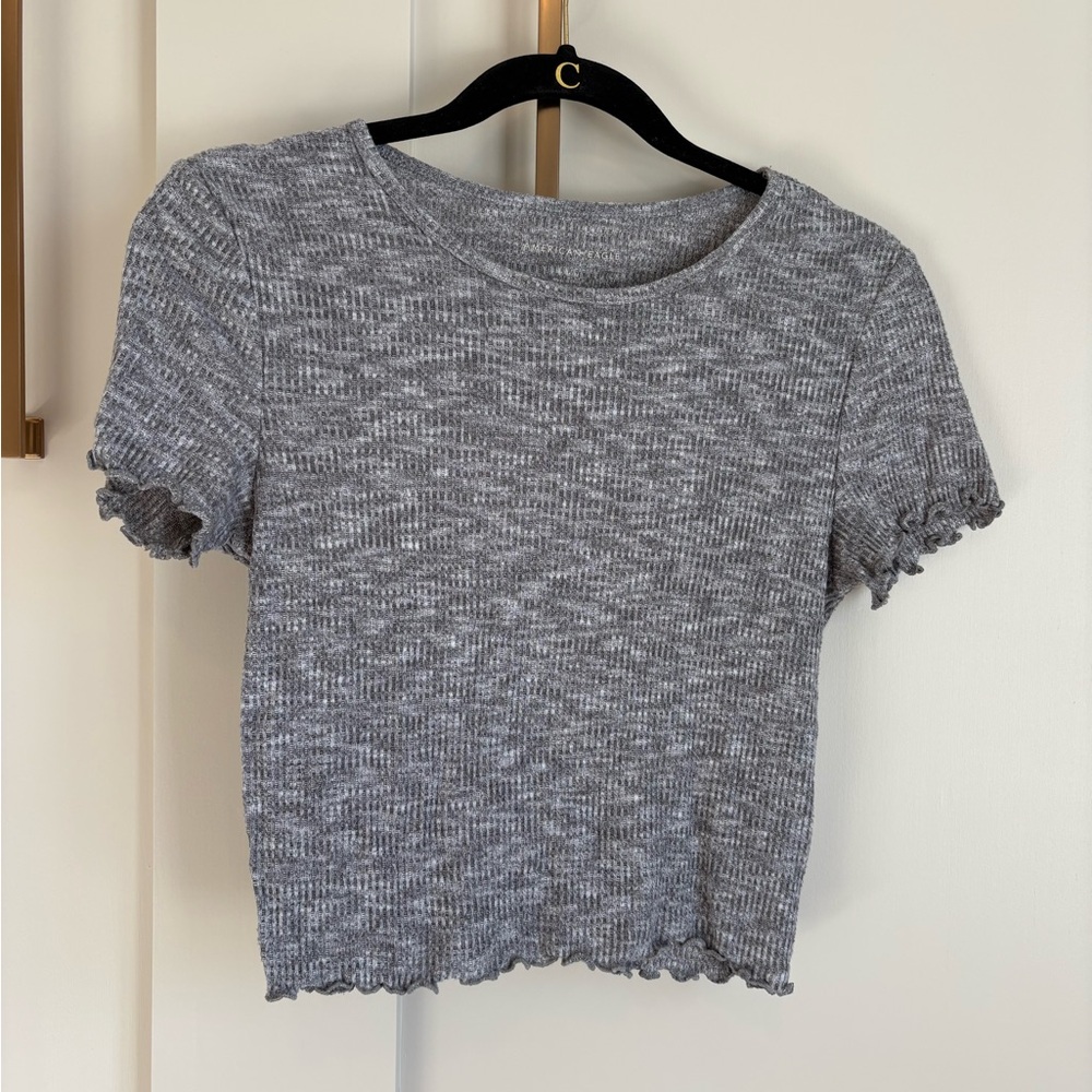 American Eagle Outfitters Gray Ribbed Crop Top